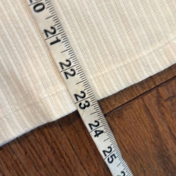 Loft pointelle white ribbed ruffle sleeve top size medium - Picture 7 of 9